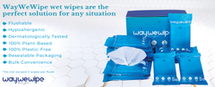 Waywewipe Flushable Wet Wipes, 6 Pack - 60 Wipes Per Pack (360 Count), XL Adult Cleansing Cloth for Men & Women, Hypoallergenic 100% Plant Based Disposable, Septic & Sewer Safe, Fragrance Free