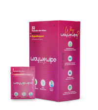 Waywewipe On-The-Go Flushable Feminine Wet Wipes, 32 Count XL Individually Wrapped Female Wipes, Hypoallergenic 100% Plant Based Septic Safe, Travel Size Adult Cleansing Cloth for Women, Rosewater
