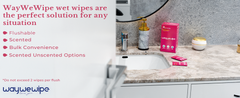 Waywewipe On-The-Go Flushable Feminine Wet Wipes, 32 Count XL Individually Wrapped Female Wipes, Hypoallergenic 100% Plant Based Septic Safe, Travel Size Adult Cleansing Cloth for Women, Rosewater